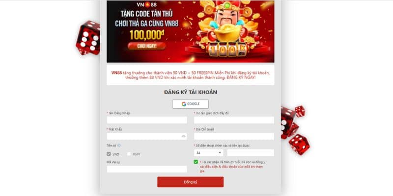 Quy trình đăng ký VN88 cho tân thủ